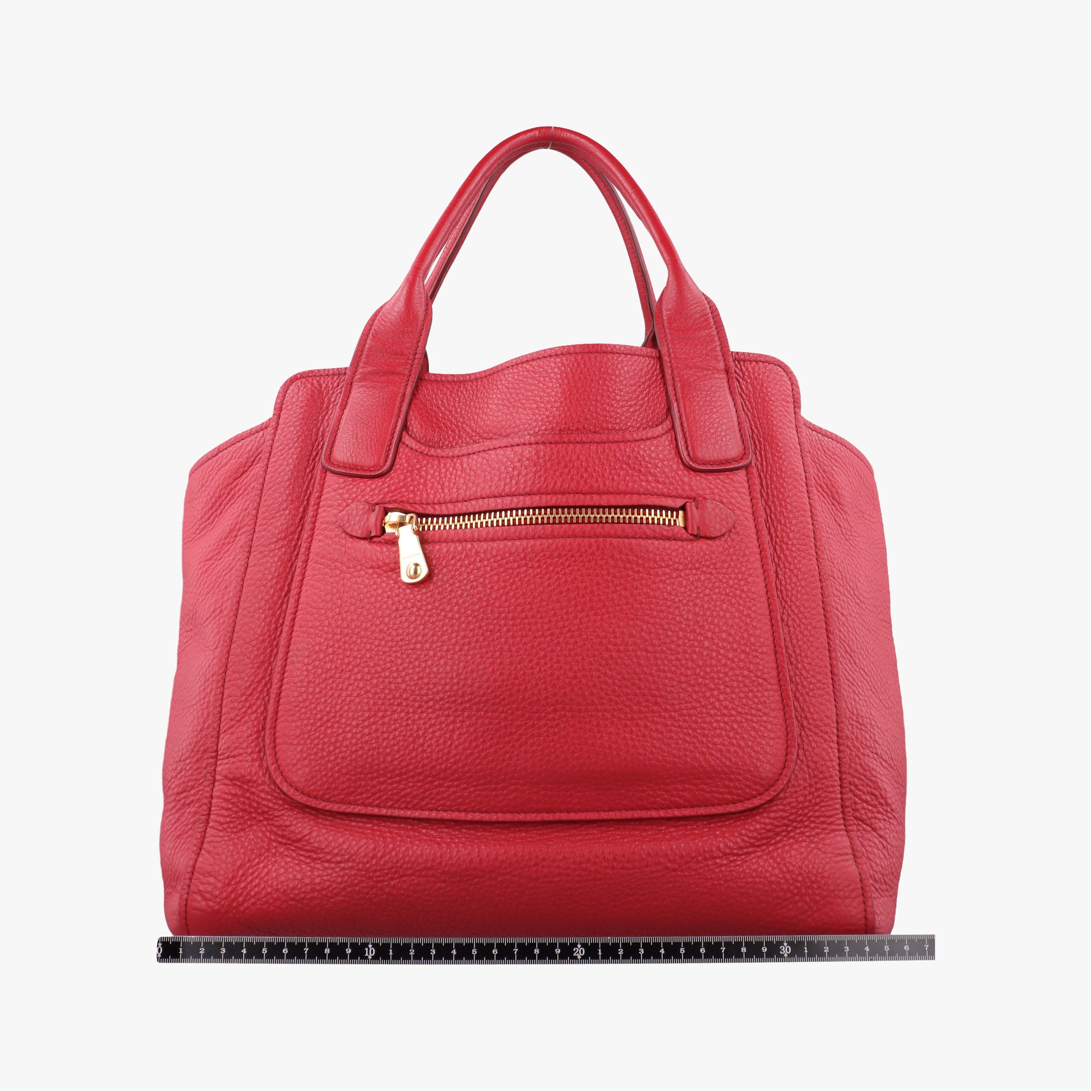 Secondhand Miu Miu Vitello Caribu Front Zip Pocket Tote Red Leather RN0908 handbag | stylenewstar