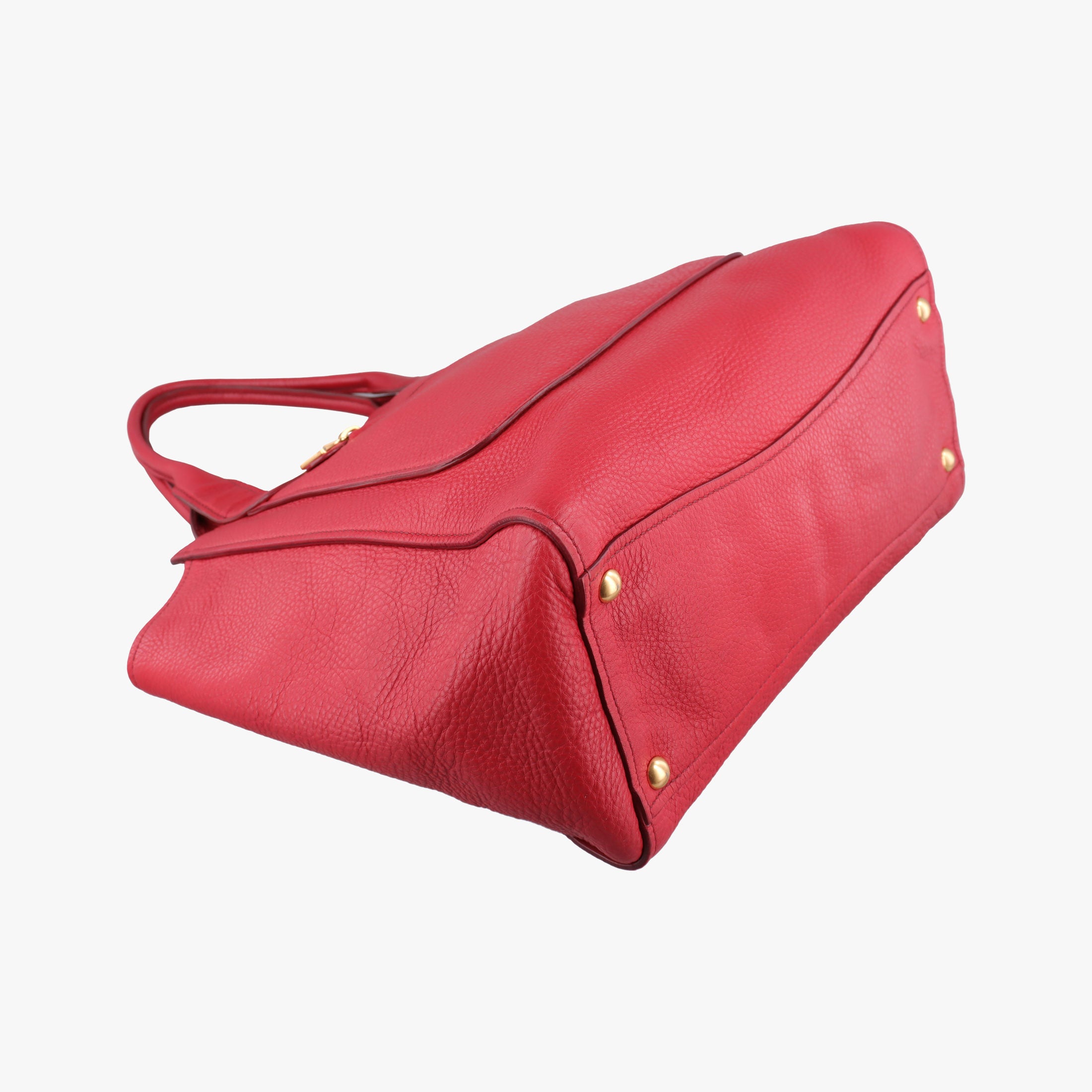 Secondhand Miu Miu Vitello Caribu Front Zip Pocket Tote Red Leather RN0908 handbag | stylenewstar