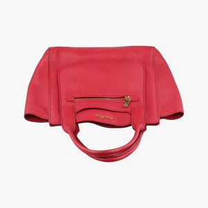 Secondhand Miu Miu Vitello Caribu Front Zip Pocket Tote Red Leather RN0908 handbag | stylenewstar