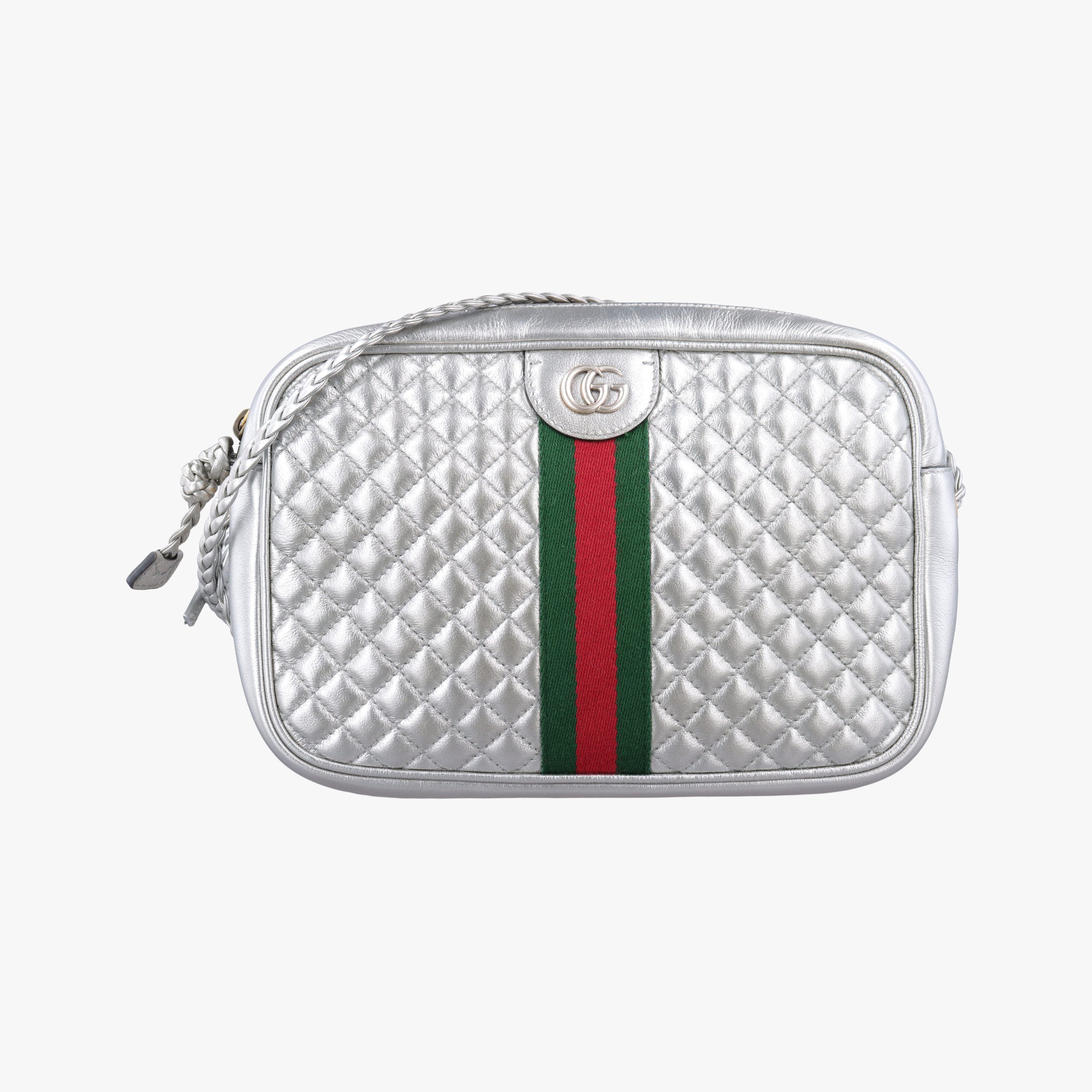 Secondhand Gucci GG Marmont Pochette Silver×Green×Red Leather 541051 shoulderbag | stylenewstar