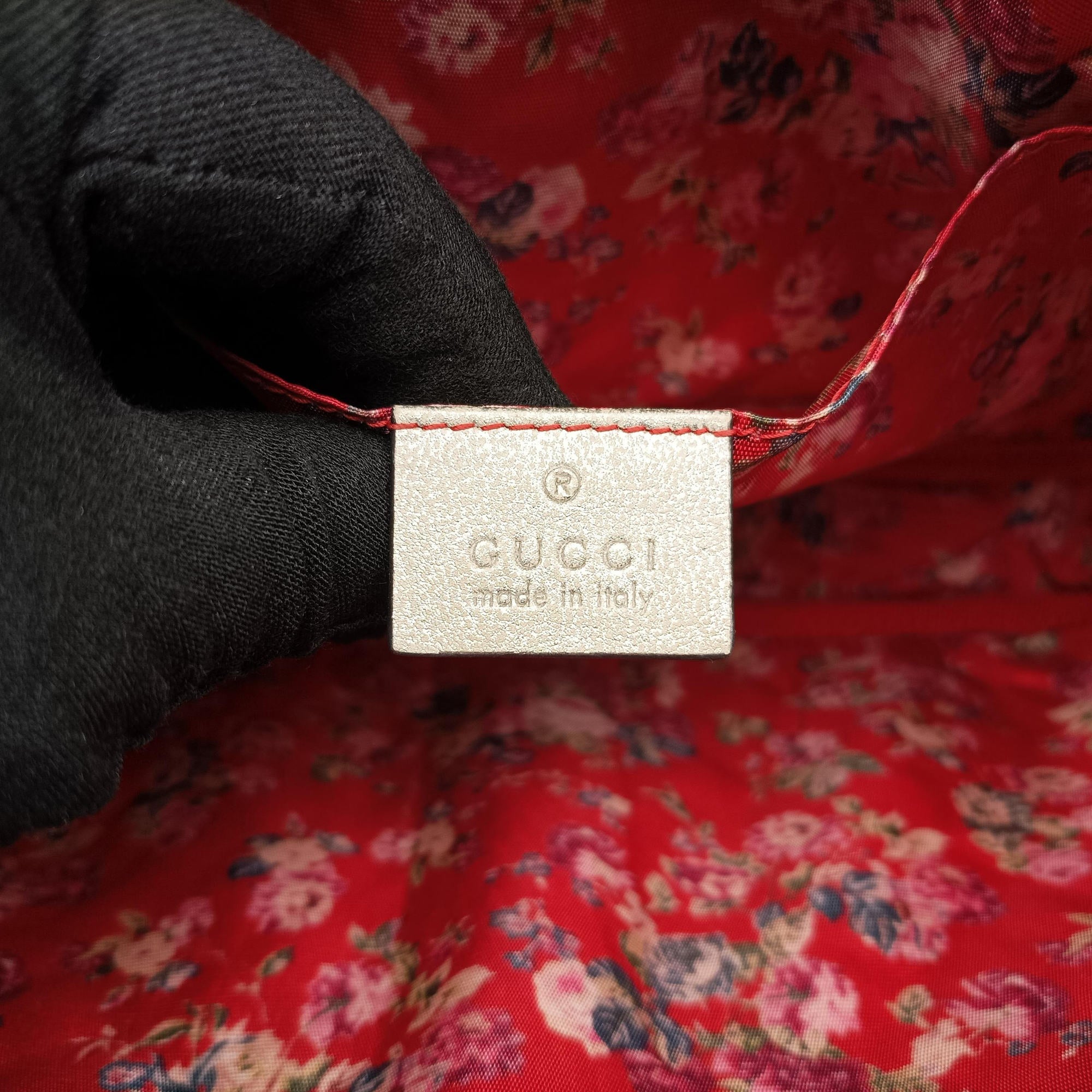 Secondhand Gucci GG Marmont Pochette Silver×Green×Red Leather 541051 shoulderbag | stylenewstar