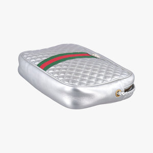 Secondhand Gucci GG Marmont Pochette Silver×Green×Red Leather 541051 shoulderbag | stylenewstar