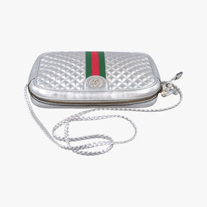 Secondhand Gucci GG Marmont Pochette Silver×Green×Red Leather 541051 shoulderbag | stylenewstar