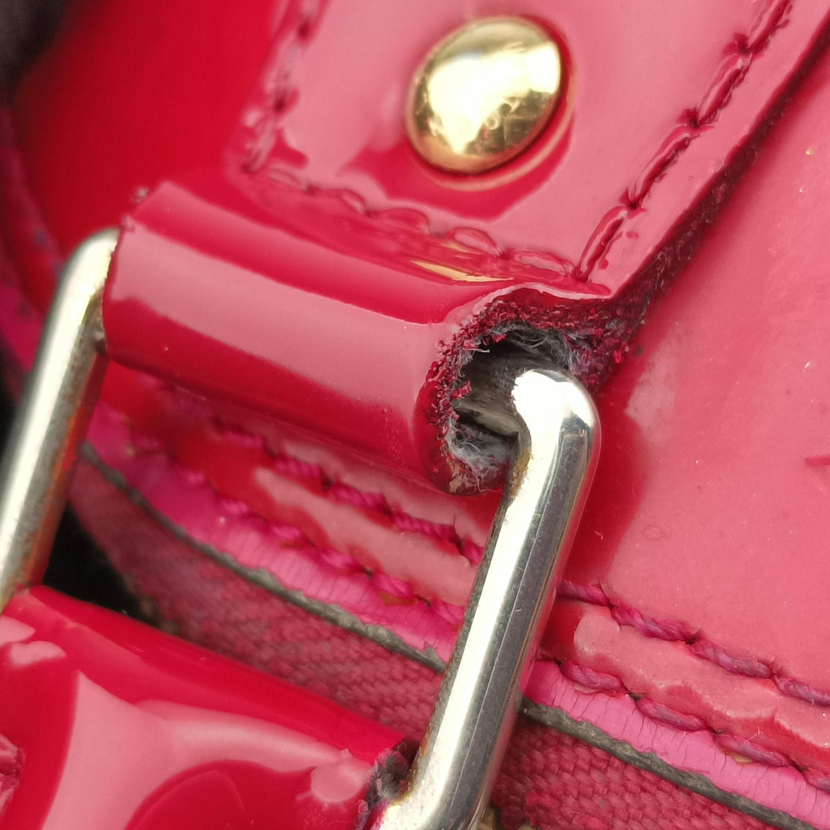 Pre-owned Louis Vuitton Alma BB pomme d'amour Vernis M90174 shoulderbag | stylenewstar