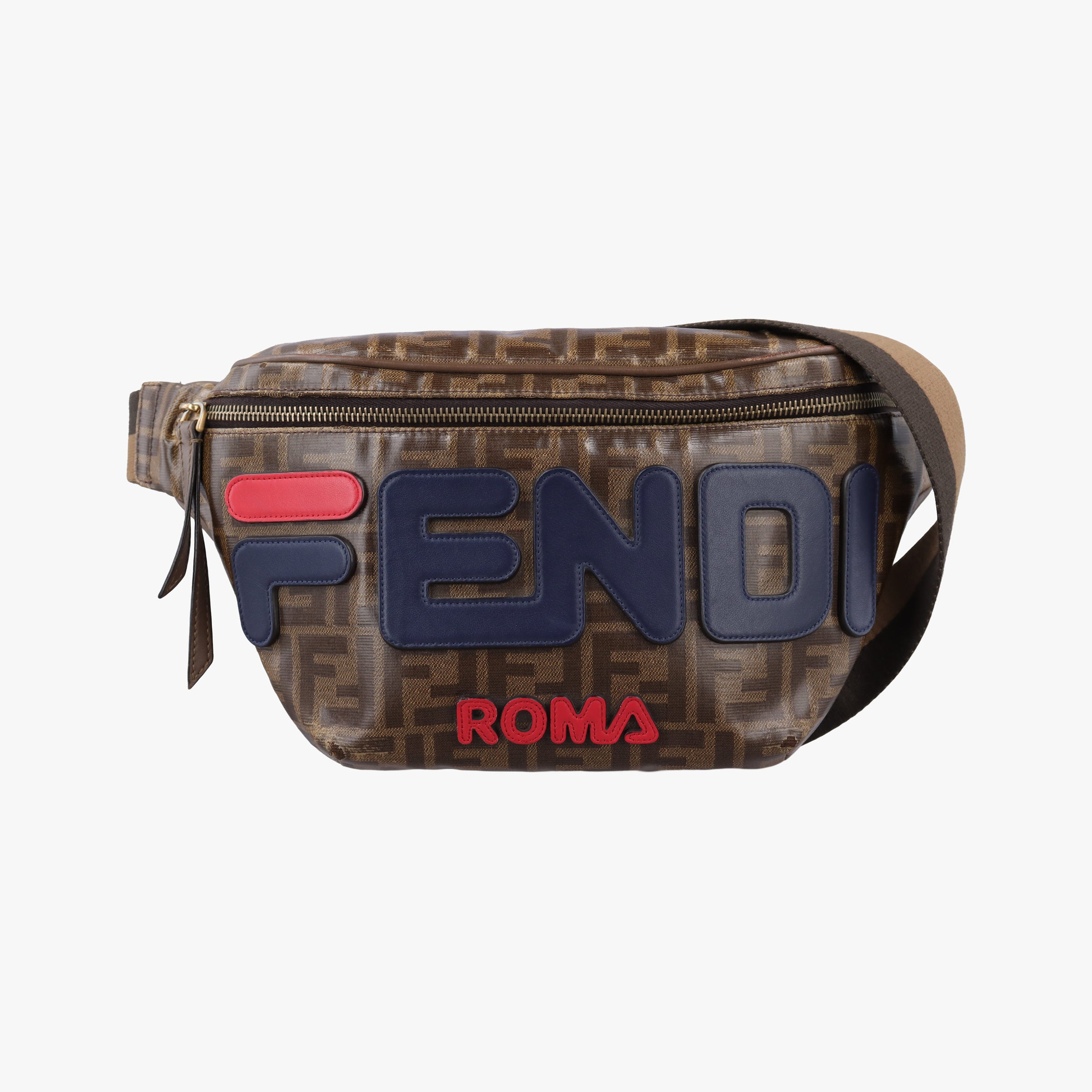 Secondhand Fendi Fila Collaboration Zucca Pattern Logomania Multicolour PVC coated canvas 7VA434 bum bag/waist bag | stylenewstar
