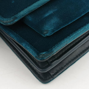 Pre-owned Yves Saint Laurent SUNSET Blue velour 441972 shoulderbag | stylenewstar