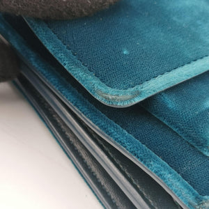 Pre-owned Yves Saint Laurent SUNSET Blue velour 441972 shoulderbag | stylenewstar