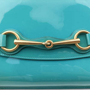 Pre-owned Gucci Bright Bit Blue Patent Leather 317633 shoulderbag | stylenewstar