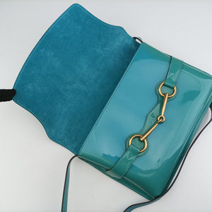 Pre-owned Gucci Bright Bit Blue Patent Leather 317633 shoulderbag | stylenewstar