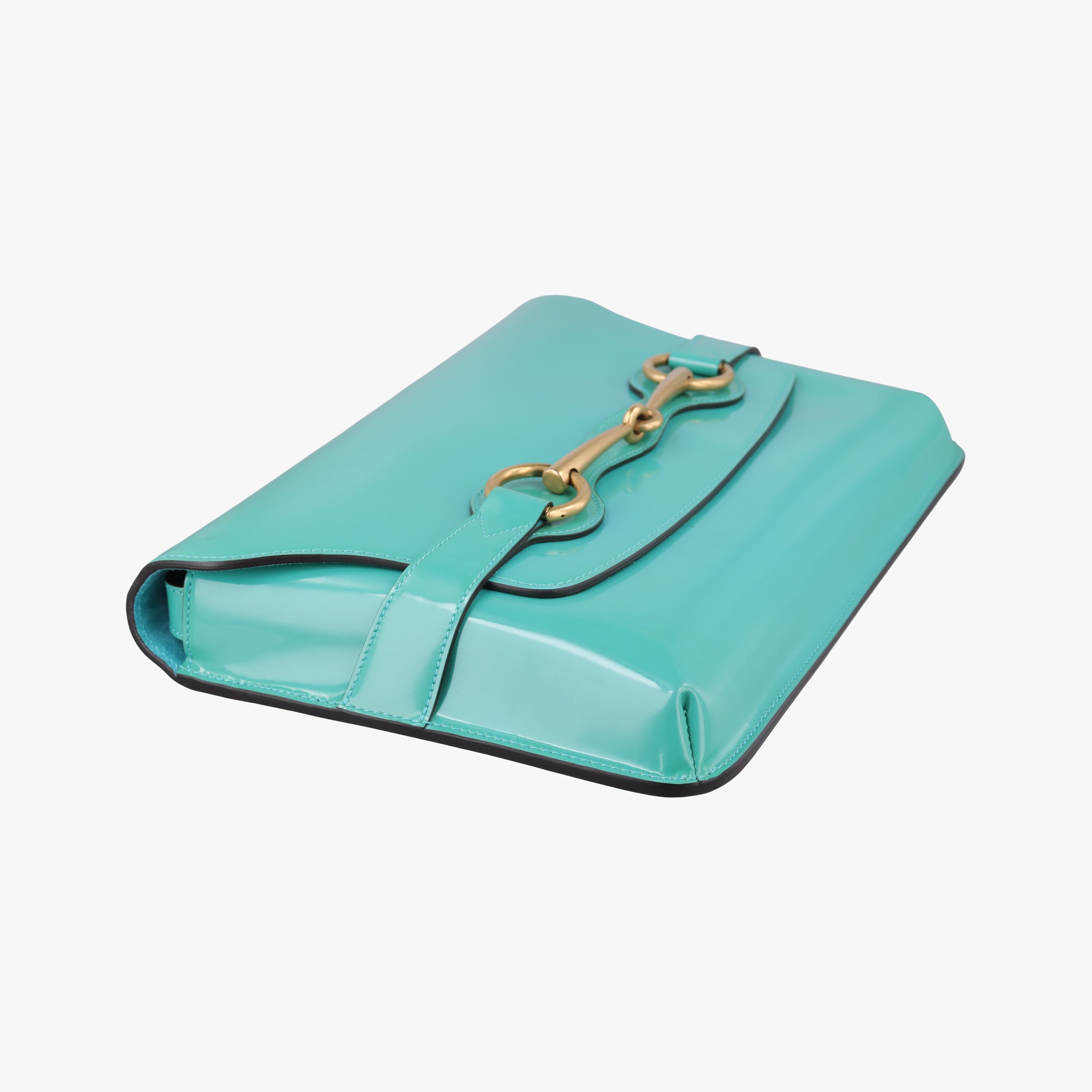 Pre-owned Gucci Bright Bit Blue Patent Leather 317633 shoulderbag | stylenewstar