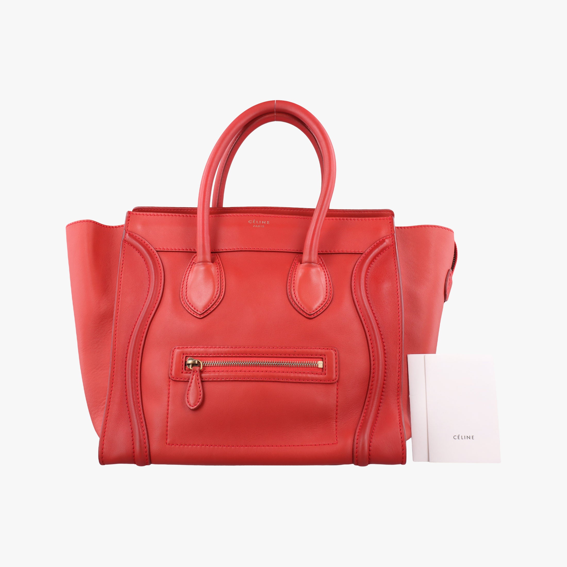 Pre-owned Celine Luggage Micro shopper Red Leather  handbag | stylenewstar
