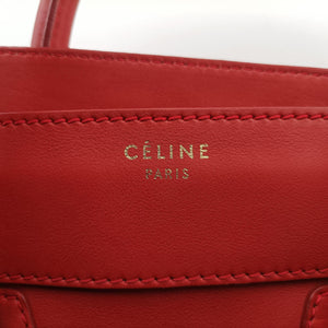 Pre-owned Celine Luggage Micro shopper Red Leather  handbag | stylenewstar