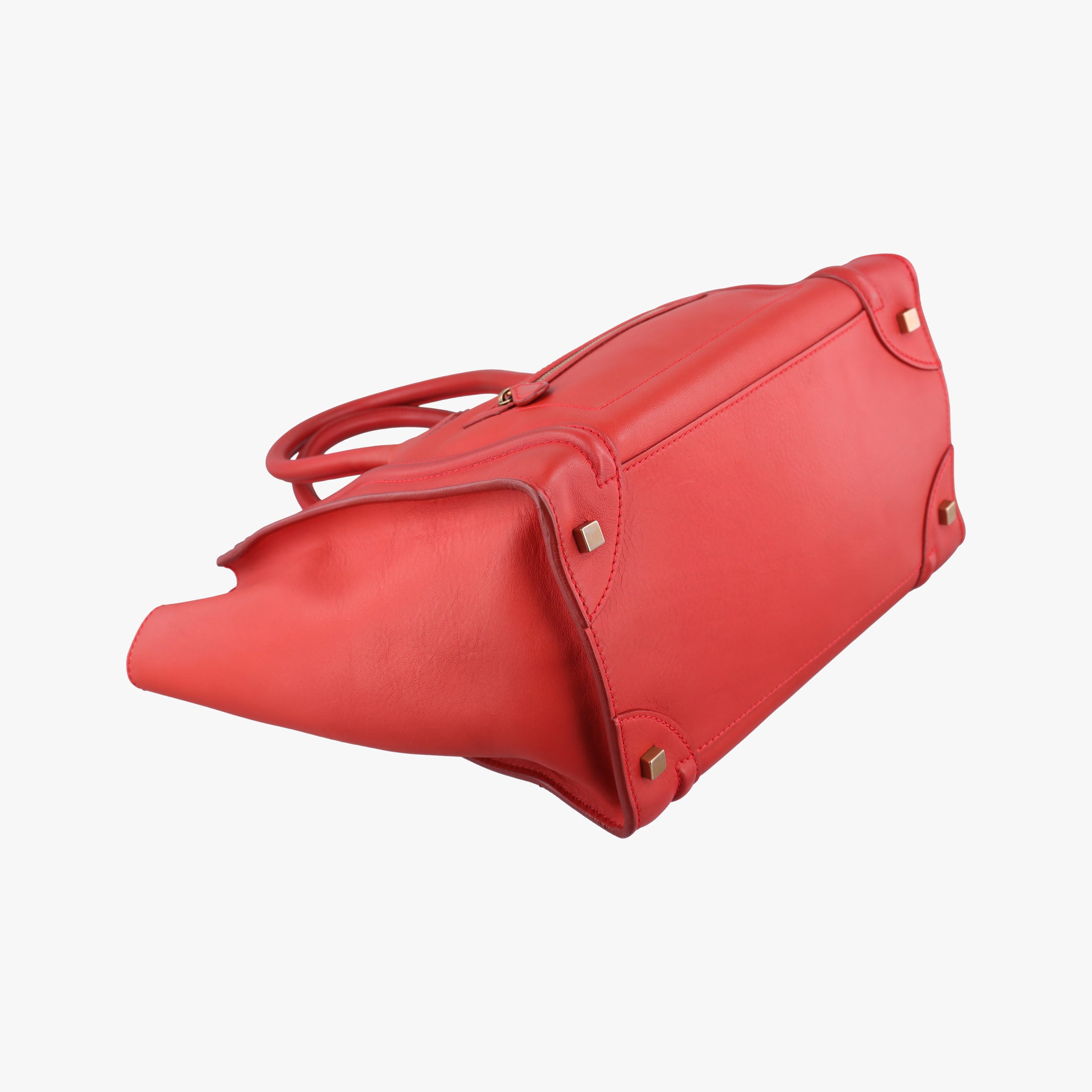 Pre-owned Celine Luggage Micro shopper Red Leather  handbag | stylenewstar