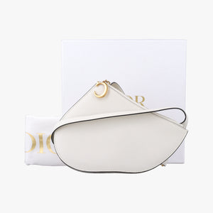 Pre-owned Christian Dior Saddle White Leather  shoulderbag | stylenewstar