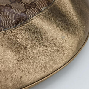 Pre-owned Gucci Babouska Heart Hobo khaki×golden PVC coated canvas 211965 shoulderbag | stylenewstar