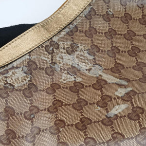 Pre-owned Gucci Babouska Heart Hobo khaki×golden PVC coated canvas 211965 shoulderbag | stylenewstar