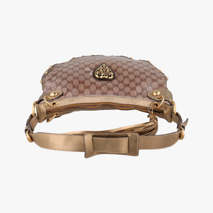Pre-owned Gucci Babouska Heart Hobo khaki×golden PVC coated canvas 211965 shoulderbag | stylenewstar