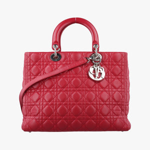 Pre-owned Christian Dior Lady Dior Red lambskin  shoulderbag | stylenewstar
