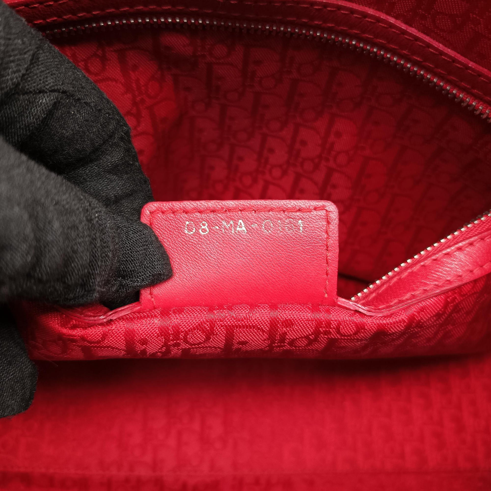 Pre-owned Christian Dior Lady Dior Red lambskin  shoulderbag | stylenewstar