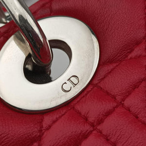 Pre-owned Christian Dior Lady Dior Red lambskin  shoulderbag | stylenewstar