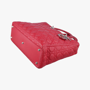 Pre-owned Christian Dior Lady Dior Red lambskin  shoulderbag | stylenewstar