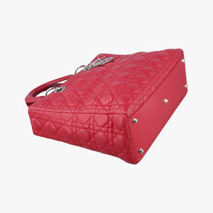 Pre-owned Christian Dior Lady Dior Red lambskin  shoulderbag | stylenewstar