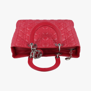 Pre-owned Christian Dior Lady Dior Red lambskin  shoulderbag | stylenewstar