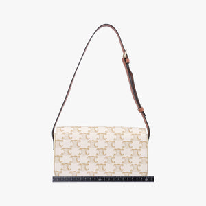 Vintage Celine Claude Triomphe White PVC coated canvas  shoulderbag | stylenewstar