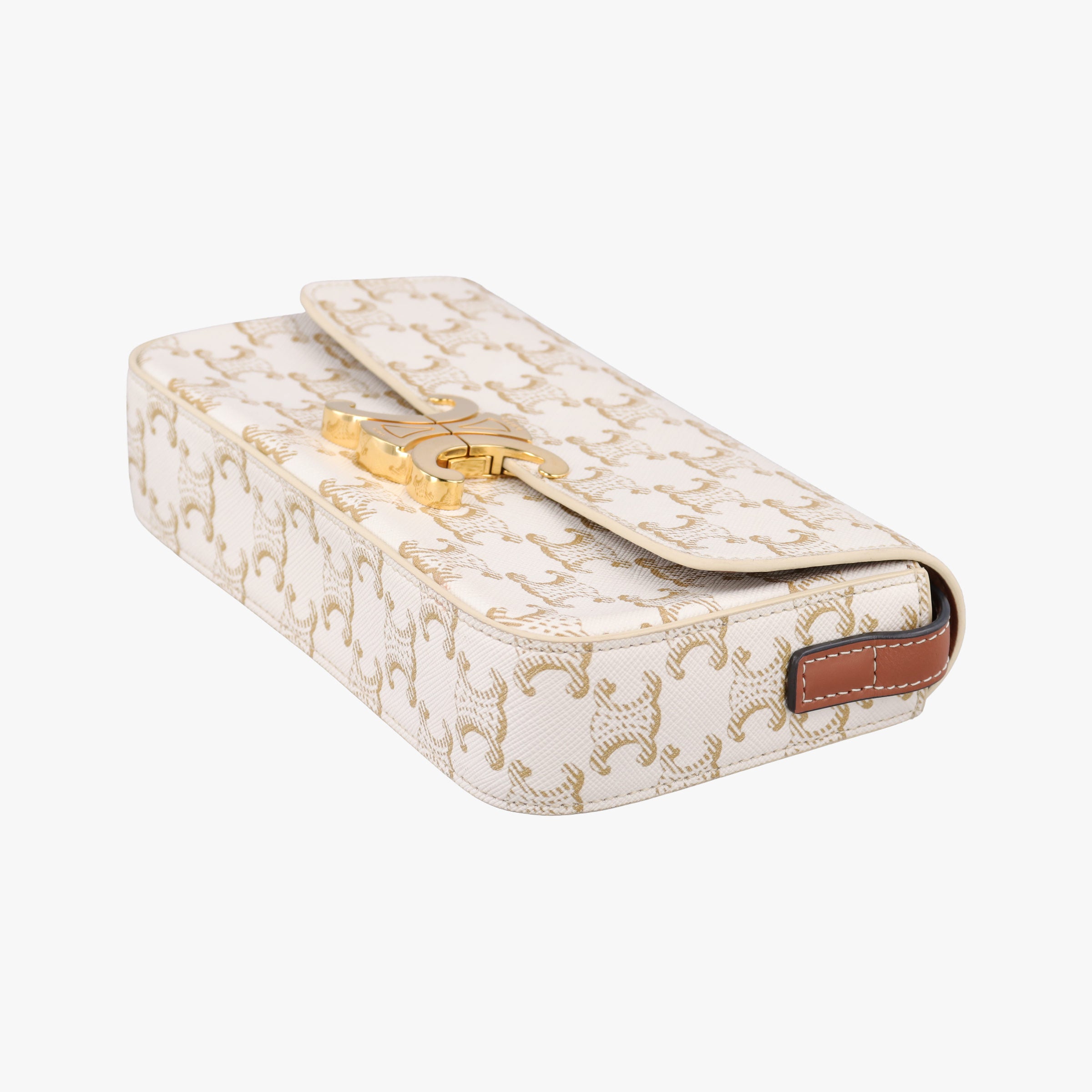 Vintage Celine Claude Triomphe White PVC coated canvas  shoulderbag | stylenewstar