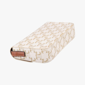 Vintage Celine Claude Triomphe White PVC coated canvas  shoulderbag | stylenewstar