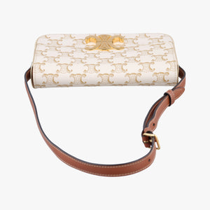 Vintage Celine Claude Triomphe White PVC coated canvas  shoulderbag | stylenewstar