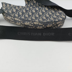 Pre-owned Christian Dior saddle Navy Jacquard×Leather  bum bag/waist bag | stylenewstar
