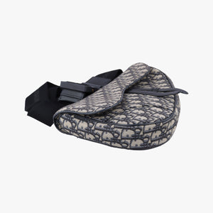 Pre-owned Christian Dior saddle Navy Jacquard×Leather  bum bag/waist bag | stylenewstar