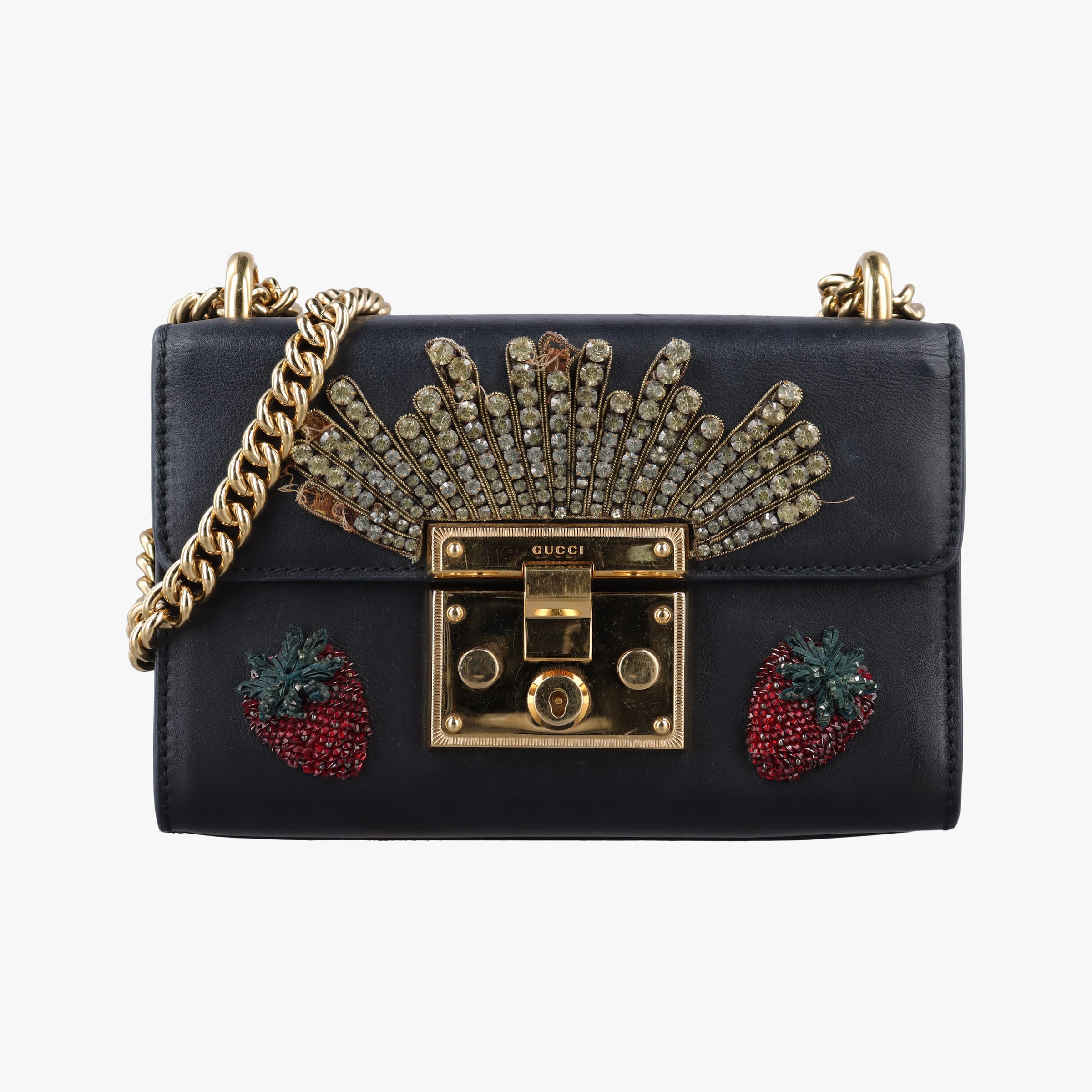 Pre-owned Gucci Padlock Black×Red×Golden Leather 432182 shoulderbag | stylenewstar