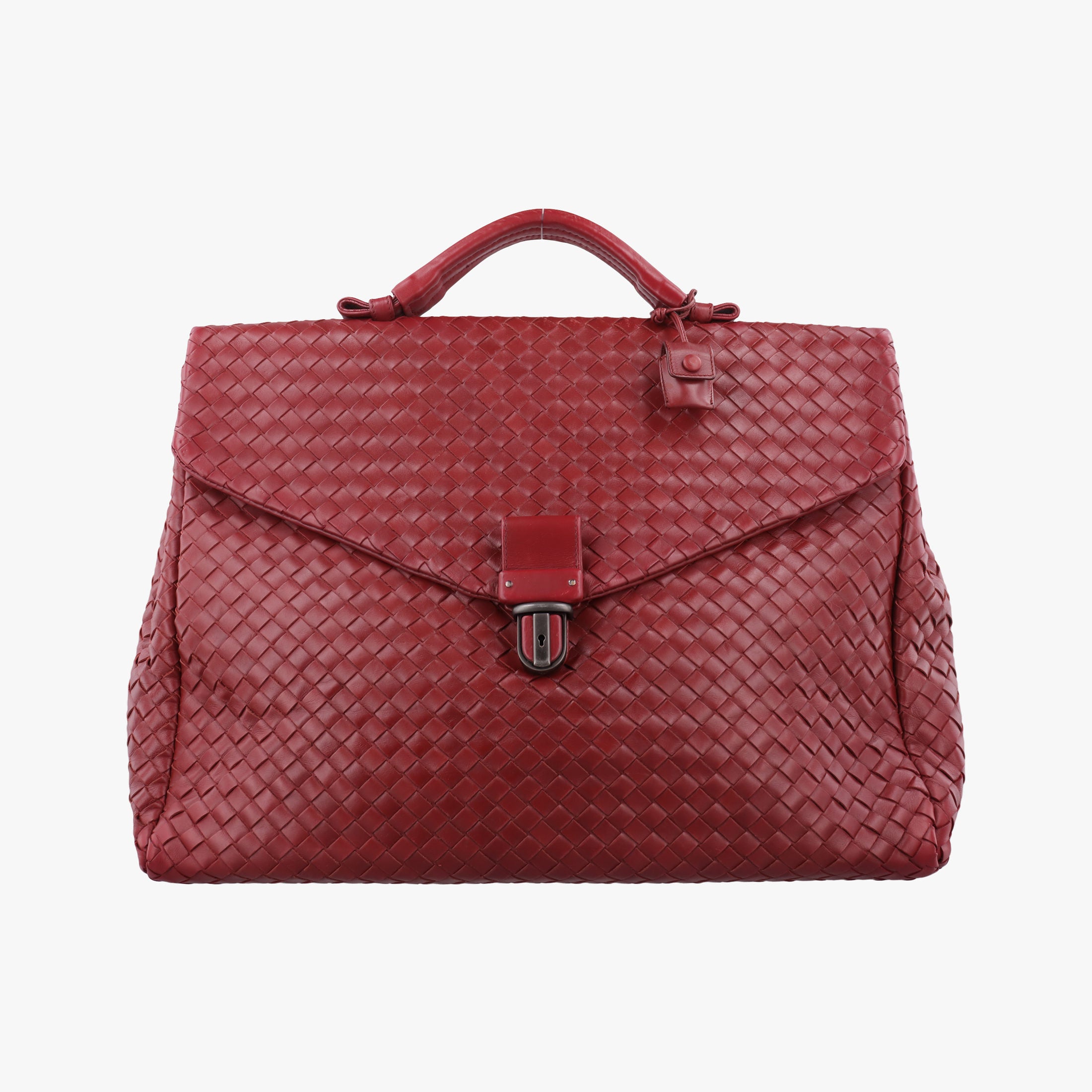 Pre-owned Bottega Veneta Intrecciato Red lambskin  handbag | stylenewstar