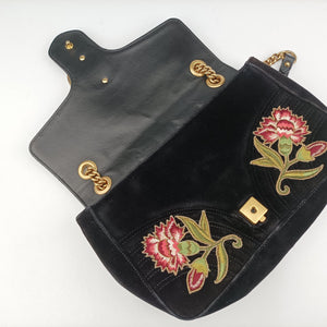 Secondhand Gucci GG Marmont Black×multicolor velour 443496 shoulderbag | stylenewstar