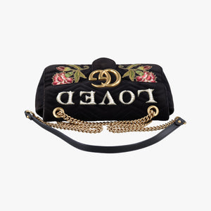 Secondhand Gucci GG Marmont Black×multicolor velour 443496 shoulderbag | stylenewstar