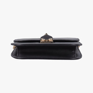 Pre-owned Valentino Rockstud Glam Lock Black Leather  shoulderbag | stylenewstar
