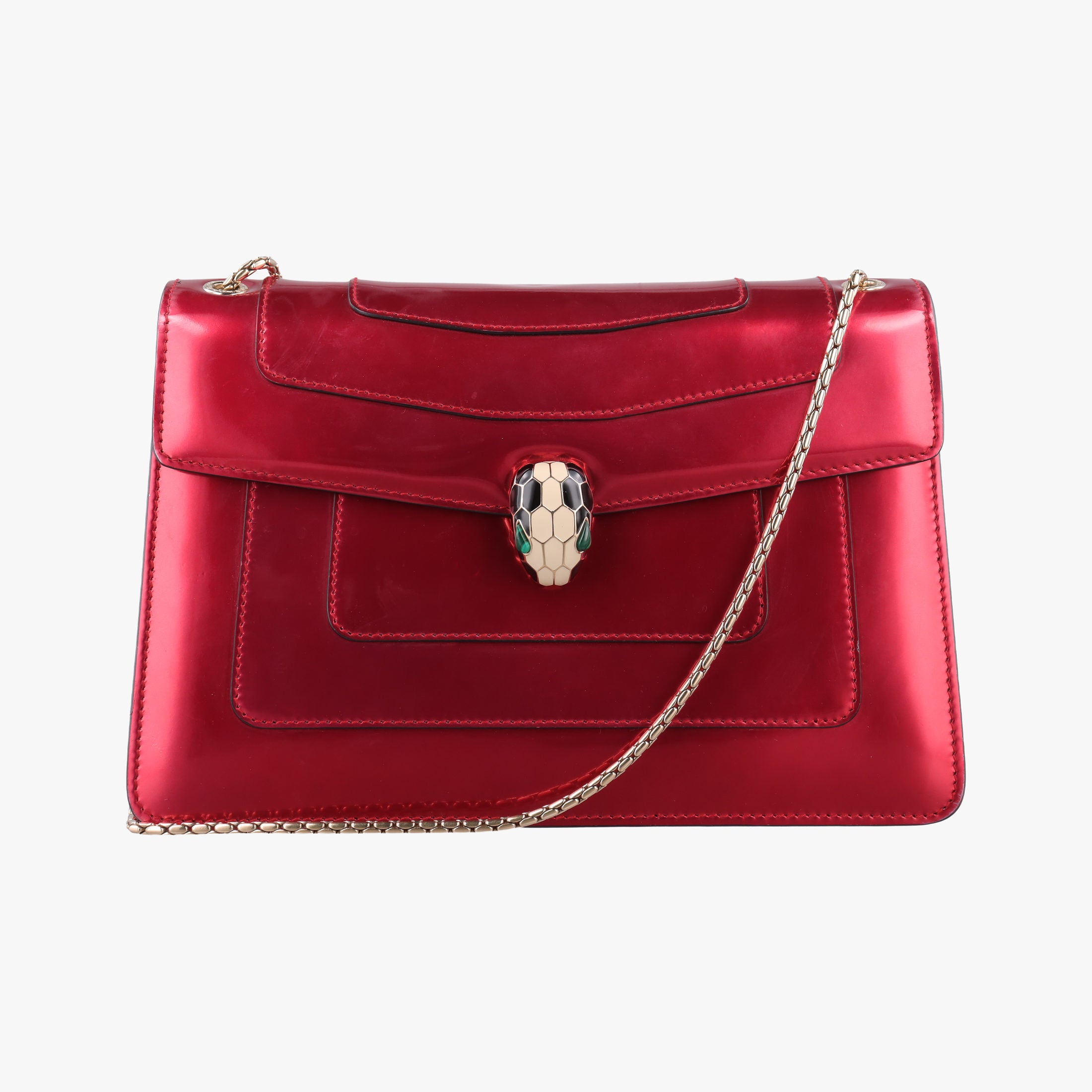 Pre-owned Bvlgari Serpenti Forever Red Patent Leather  shoulderbag | stylenewstar