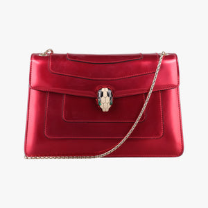 Pre-owned Bvlgari Serpenti Forever Red Patent Leather  shoulderbag | stylenewstar