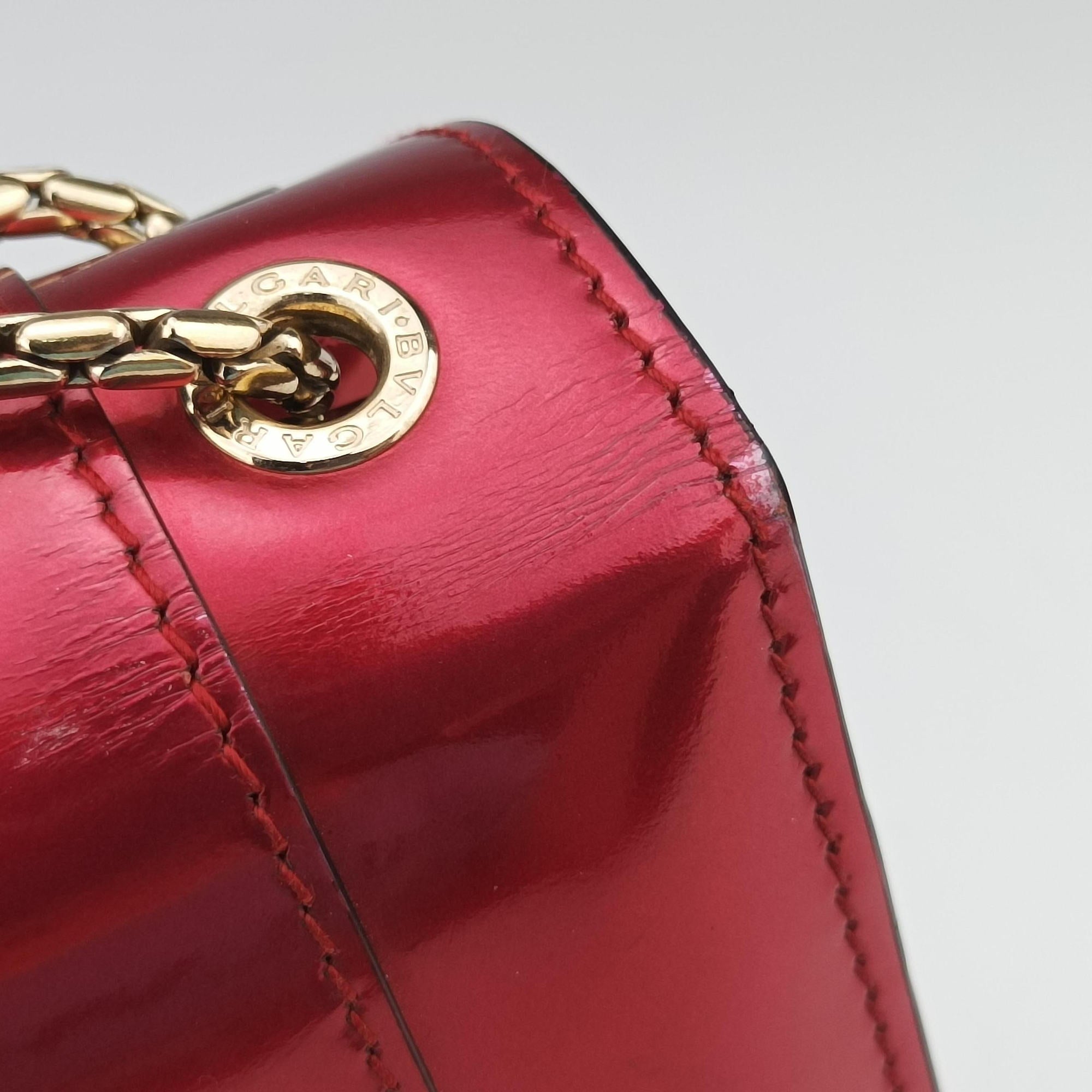 Pre-owned Bvlgari Serpenti Forever Red Patent Leather  shoulderbag | stylenewstar