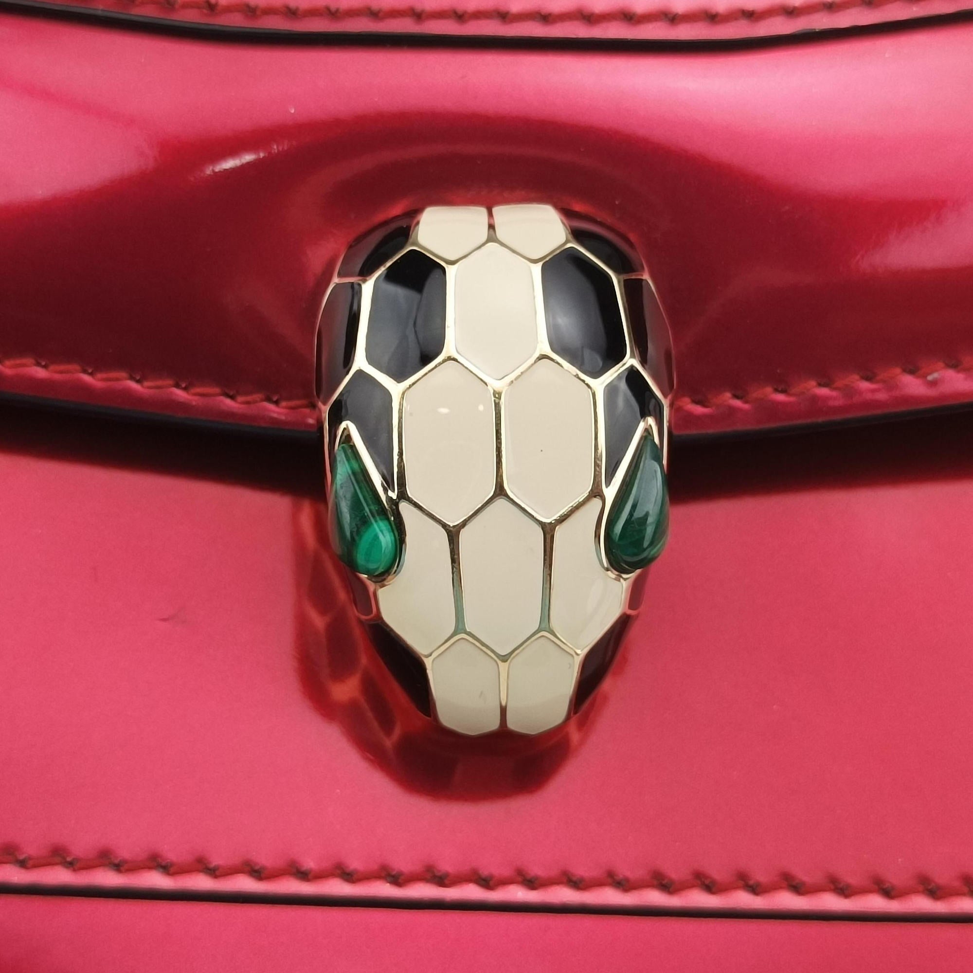 Pre-owned Bvlgari Serpenti Forever Red Patent Leather  shoulderbag | stylenewstar