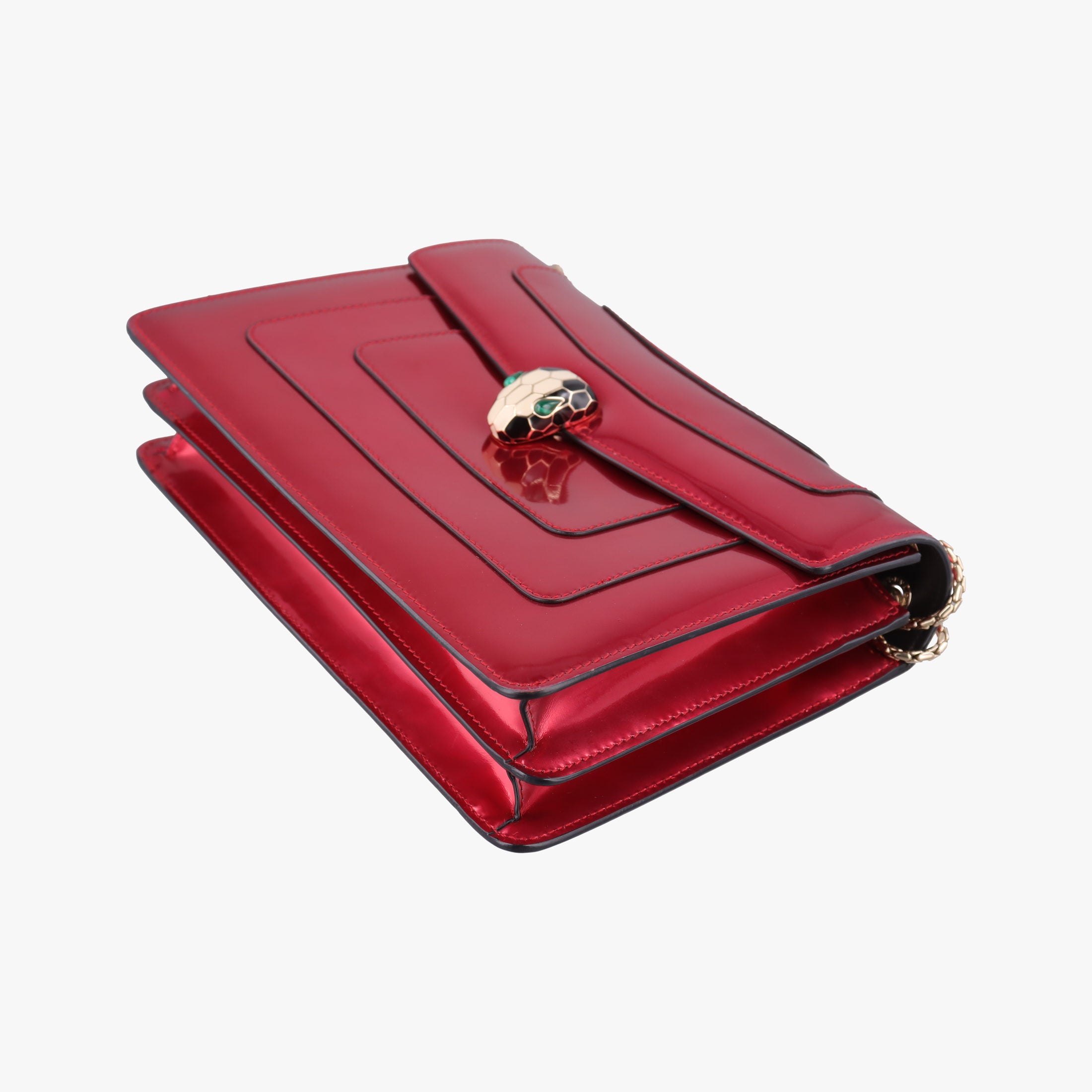 Pre-owned Bvlgari Serpenti Forever Red Patent Leather  shoulderbag | stylenewstar