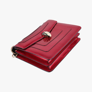 Pre-owned Bvlgari Serpenti Forever Red Patent Leather  shoulderbag | stylenewstar