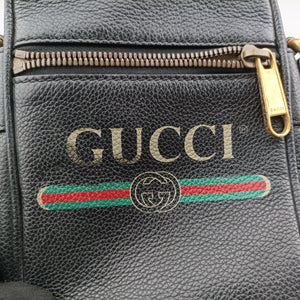 Vintage Gucci Print Messenger Black Leather 574803 shoulderbag | stylenewstar