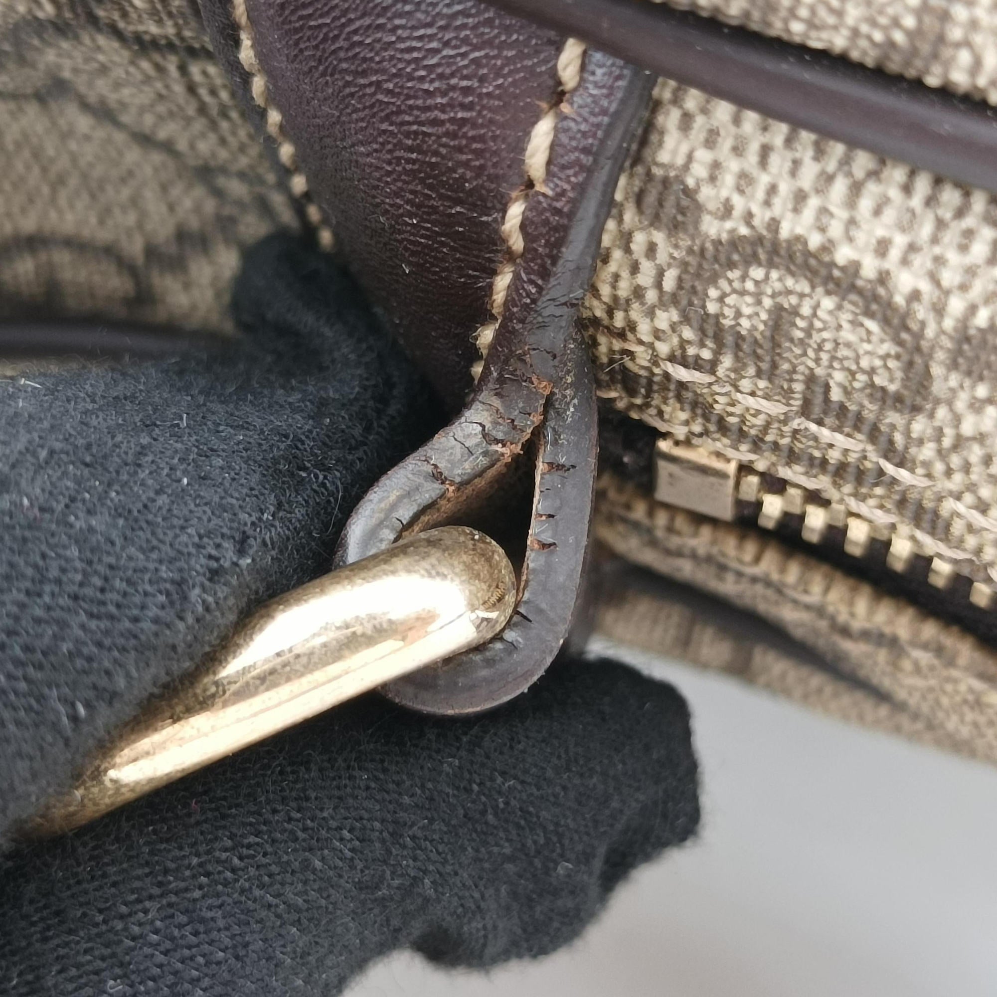 Pre-owned Gucci Diamante Brown PVC coated canvas 208463 handbag | stylenewstar