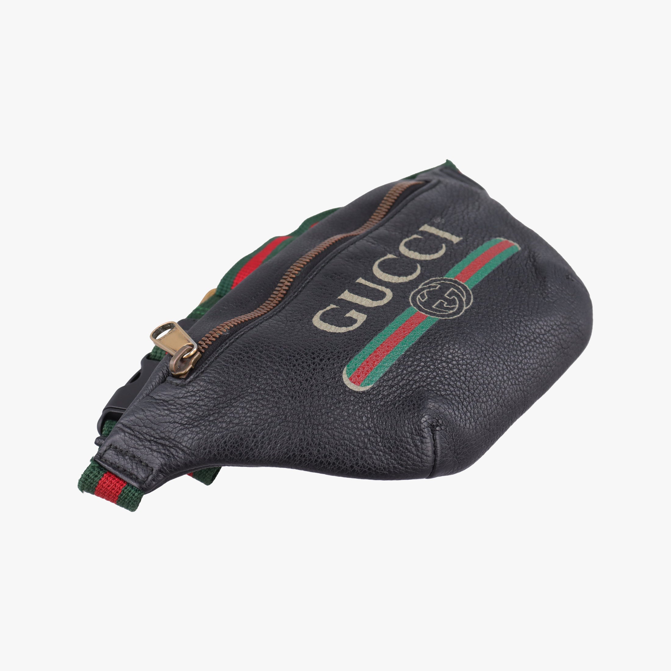 Pre-owned Gucci Print Black Leather 527792 bum bag/waist bag | stylenewstar