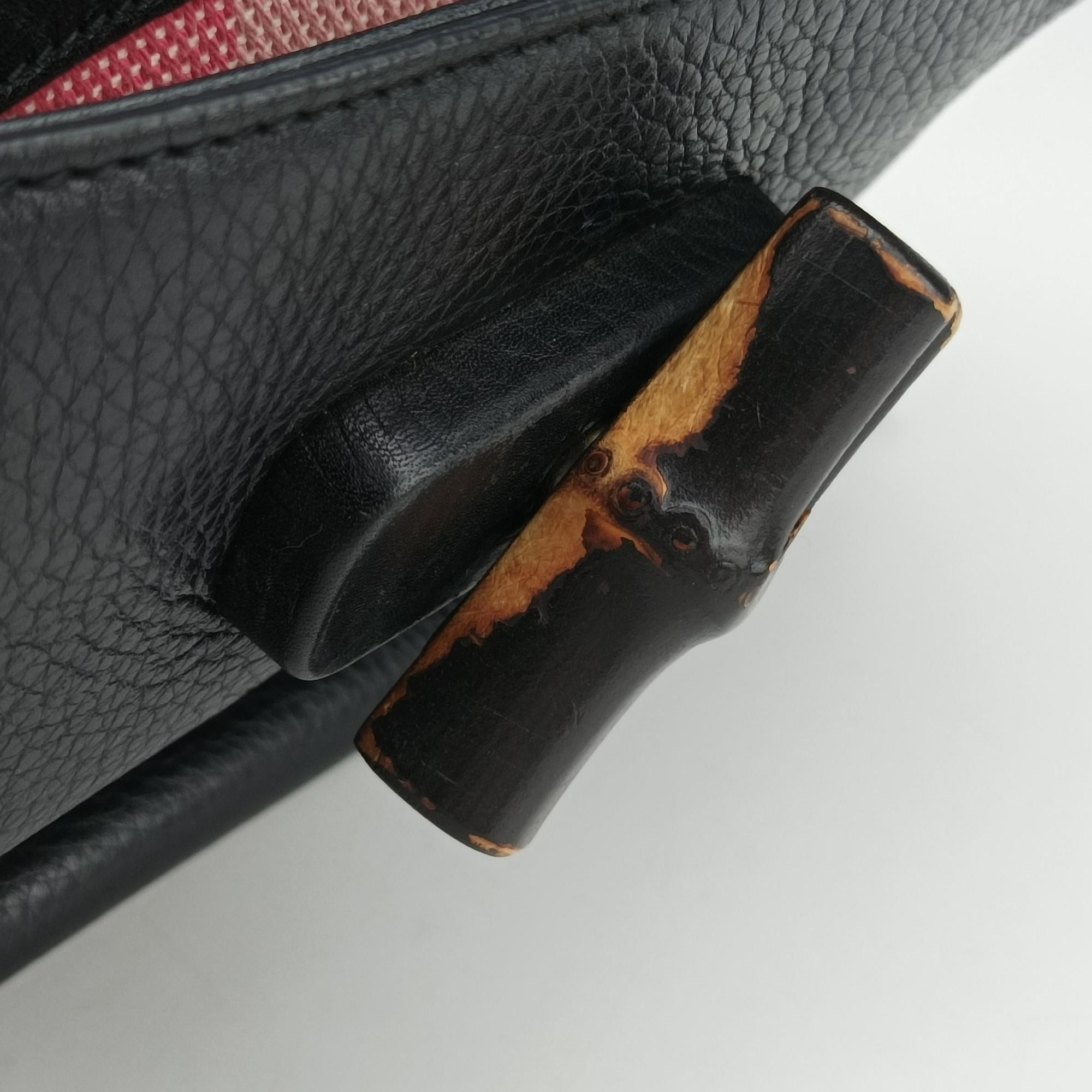Pre-owned Gucci Bamboo Daily Black Leather 392013 shoulderbag | stylenewstar