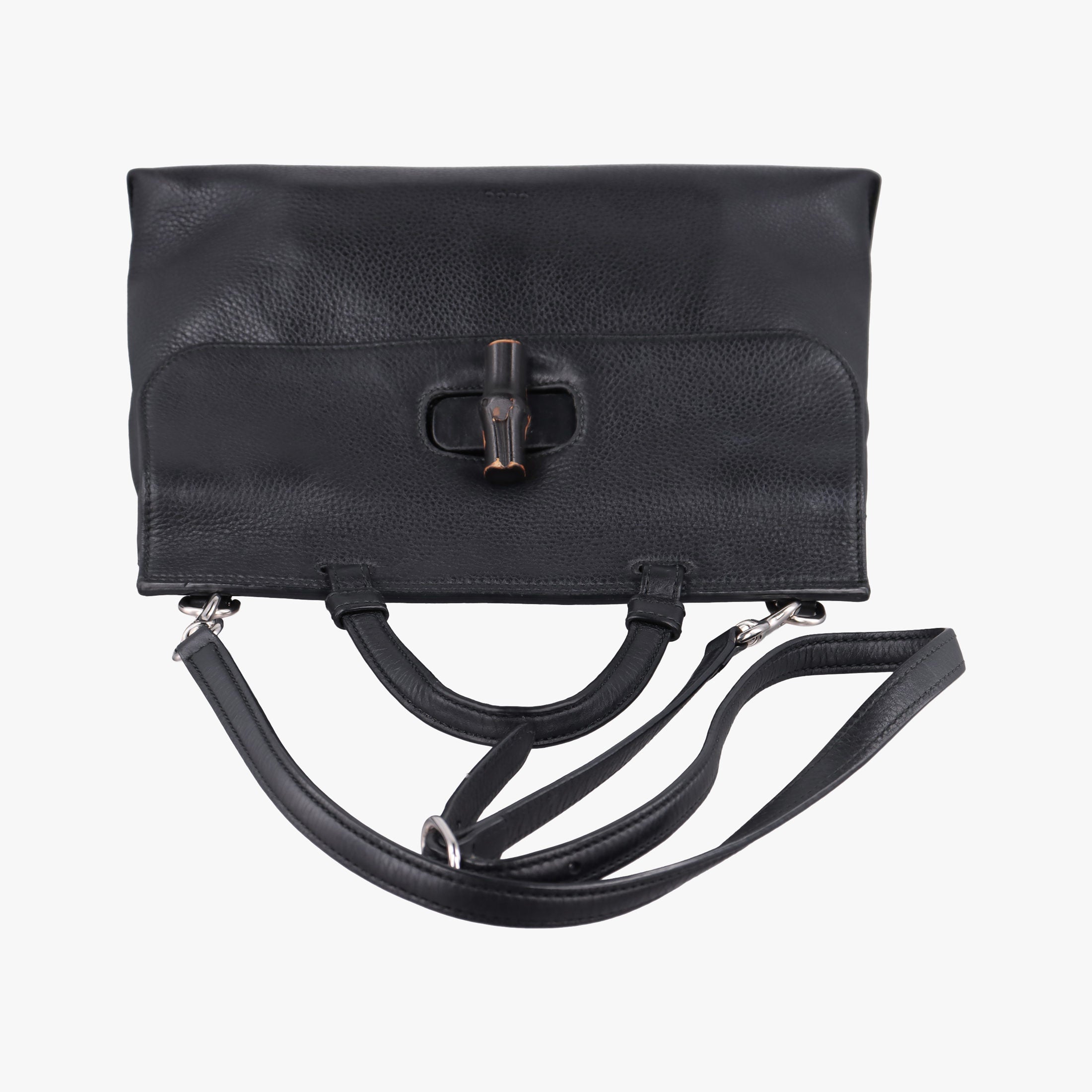 Pre-owned Gucci Bamboo Daily Black Leather 392013 shoulderbag | stylenewstar