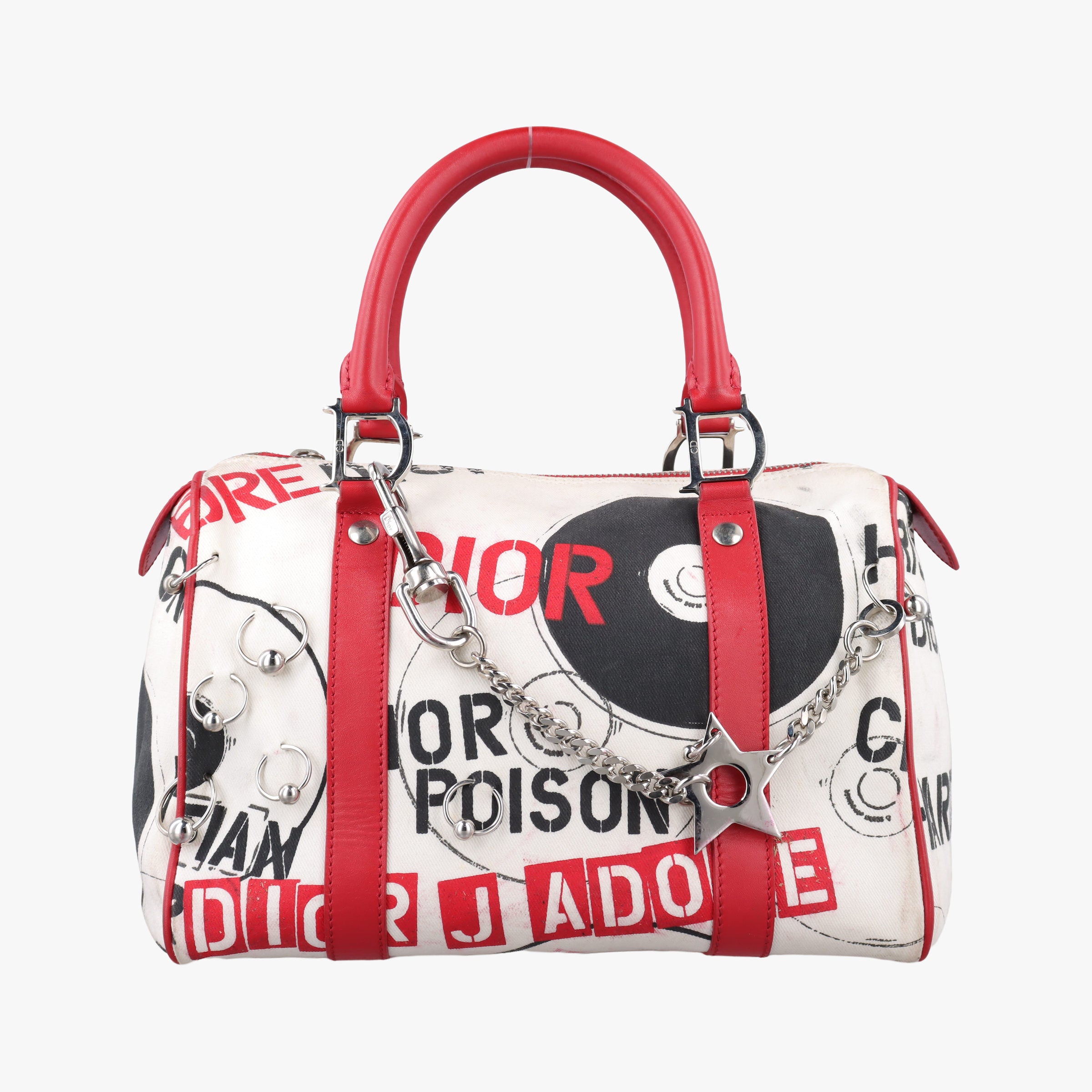 Pre-owned Christian Dior Hardcore White×Red×Black canvas×Leather  handbag | stylenewstar